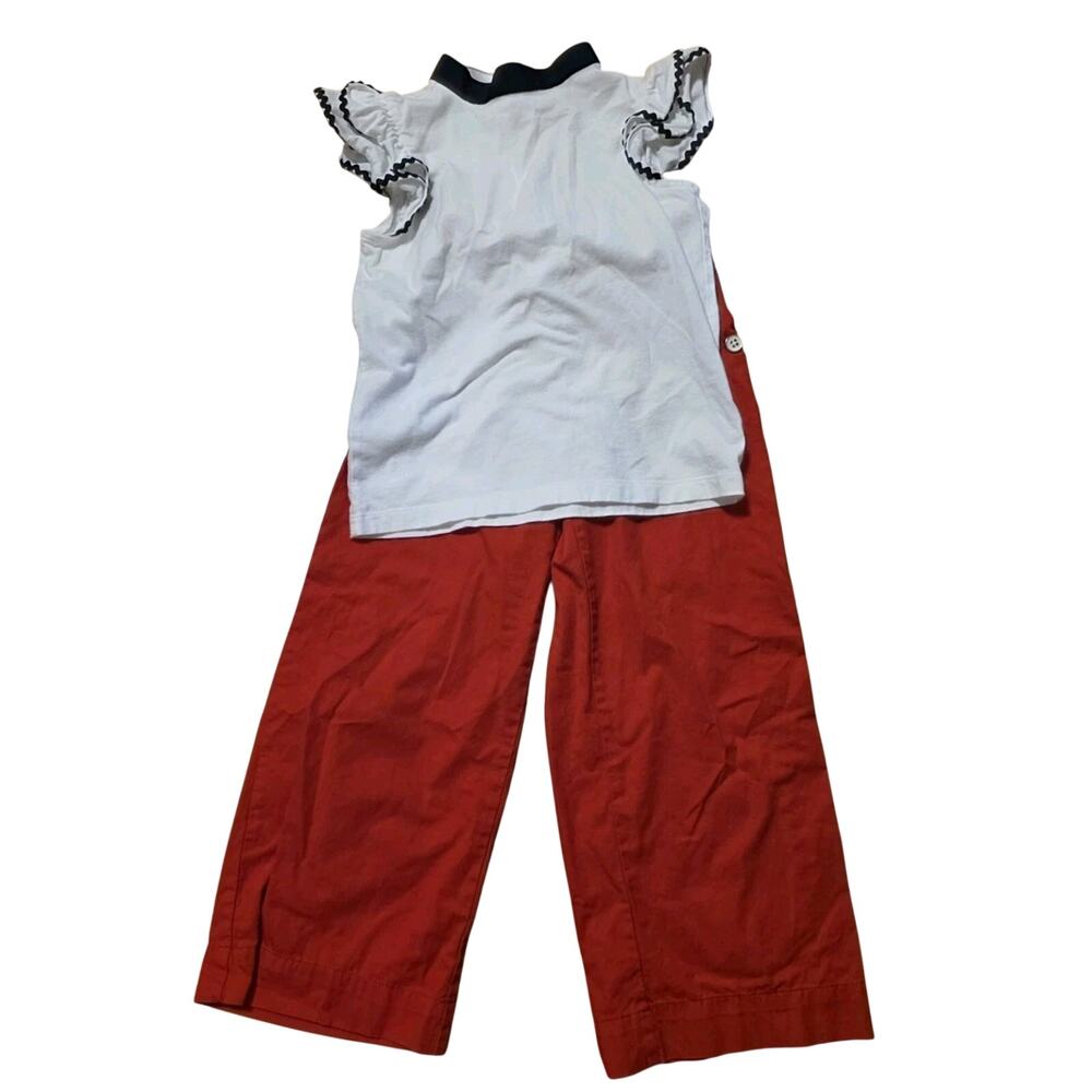 Janie And Jack Red Sailer Wide Leg Pants And Top Size 7 Girls Outfit